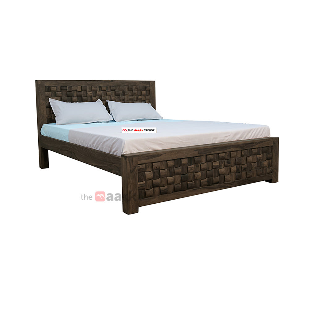 MAARK SHEESHAM WOOD SINGLE BED (3*6) 3055 STONE FINISH SV