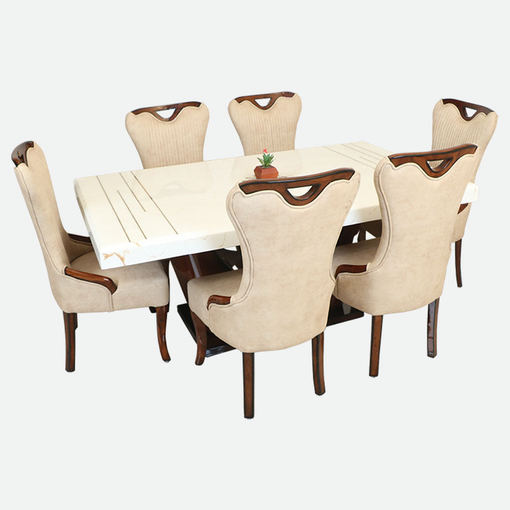 MAARK MARBLE TOP 6 SEATER DINING SET 6042 TD
