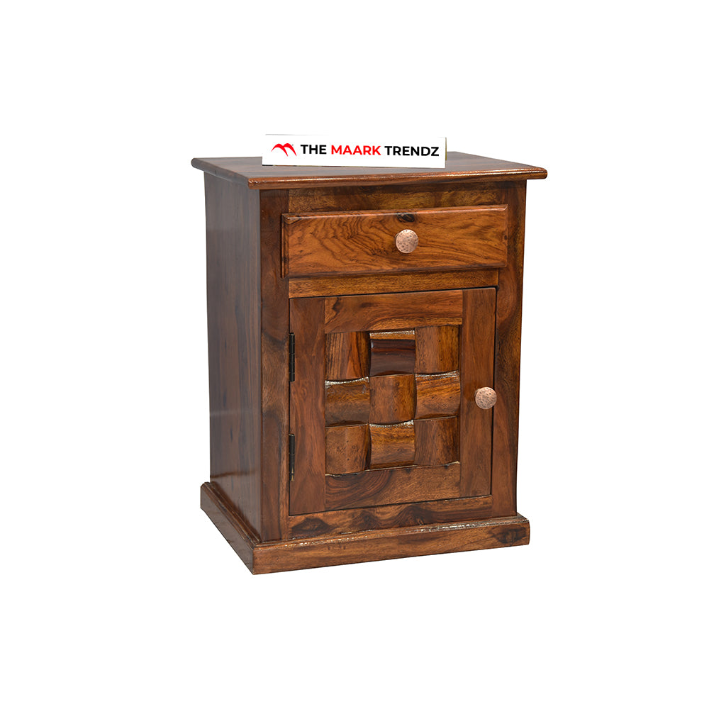 MAARK SHEESHAM WOOD NIGHT STAND 7516 NATURAL FINISH SV