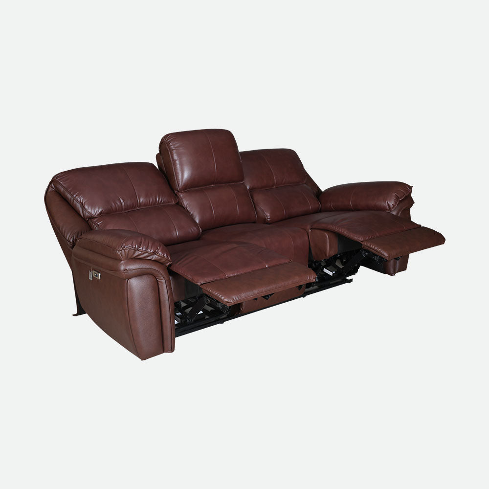 MAARK MOTORIZED RECLINER LEATHER SOFA SET (3R+1R+1R) 1233-1672 WINE COLOUR HT