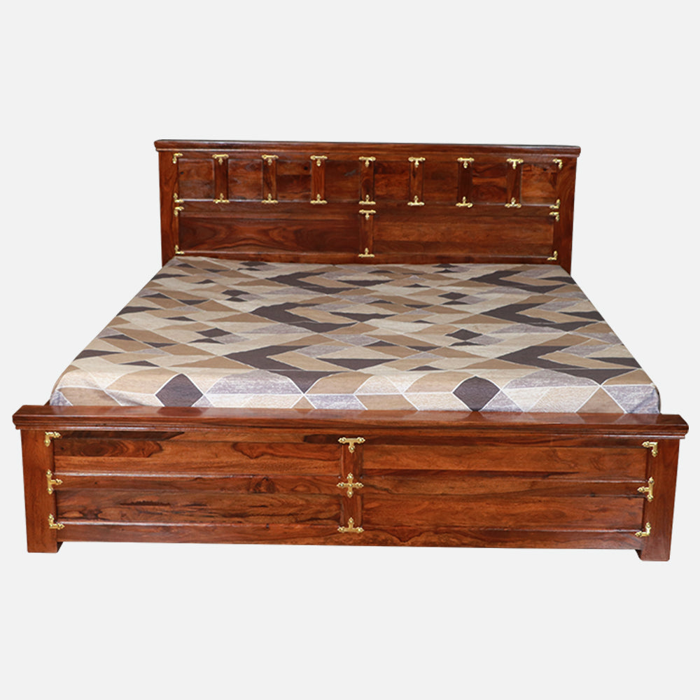 MAARK SHEESHAM WOOD KING SIZE BED (6*6.5) 3157 NATURAL FINISH SV