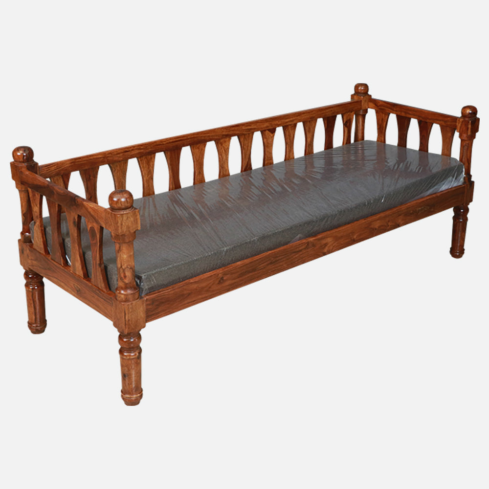 MAARK SHEESHAM WOOD DIWAN WITH CUSHION 4021 NATURAL FINISH SV