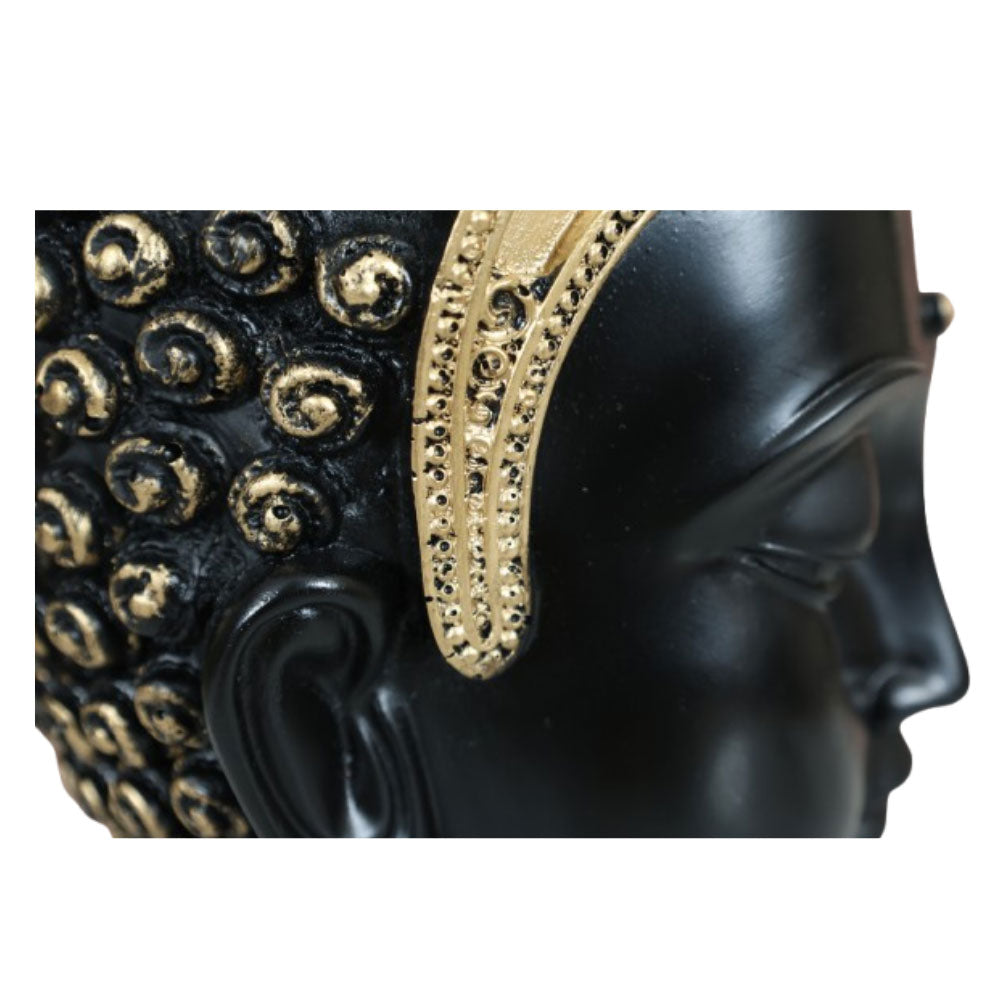 MAARK STATUE BIG BUDDHA FACE BLACK/GOLDEN 17" EH