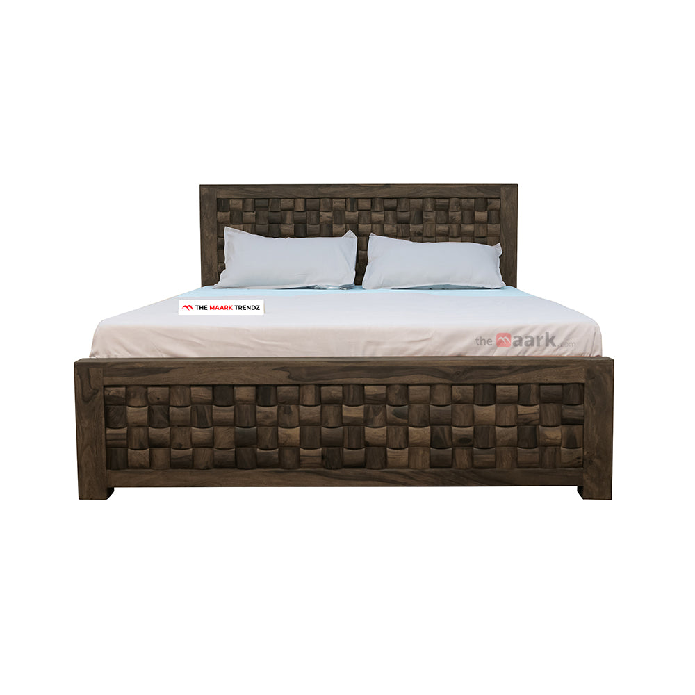 MAARK SHEESHAM WOOD SINGLE BED (3*6) 3055 STONE FINISH SV