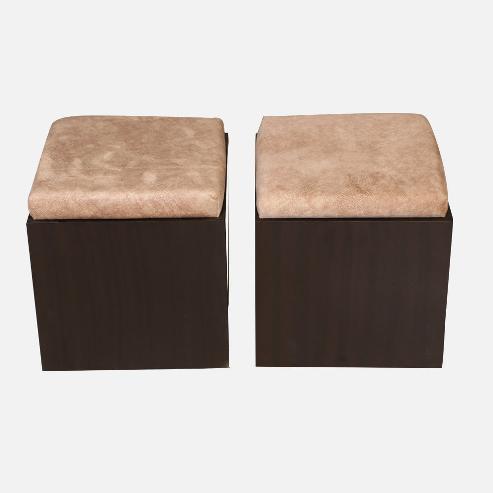 MAARK WOODEN FINISH 2 PUFFY COFFEE TABLE WALNUT COLOUR