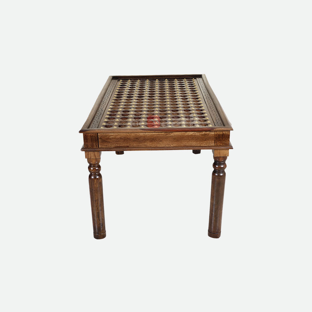 MAARK SHEESHAM WOOD 6 SEATER DINING SET (5.25*3) 1198 STONE FINISH SV