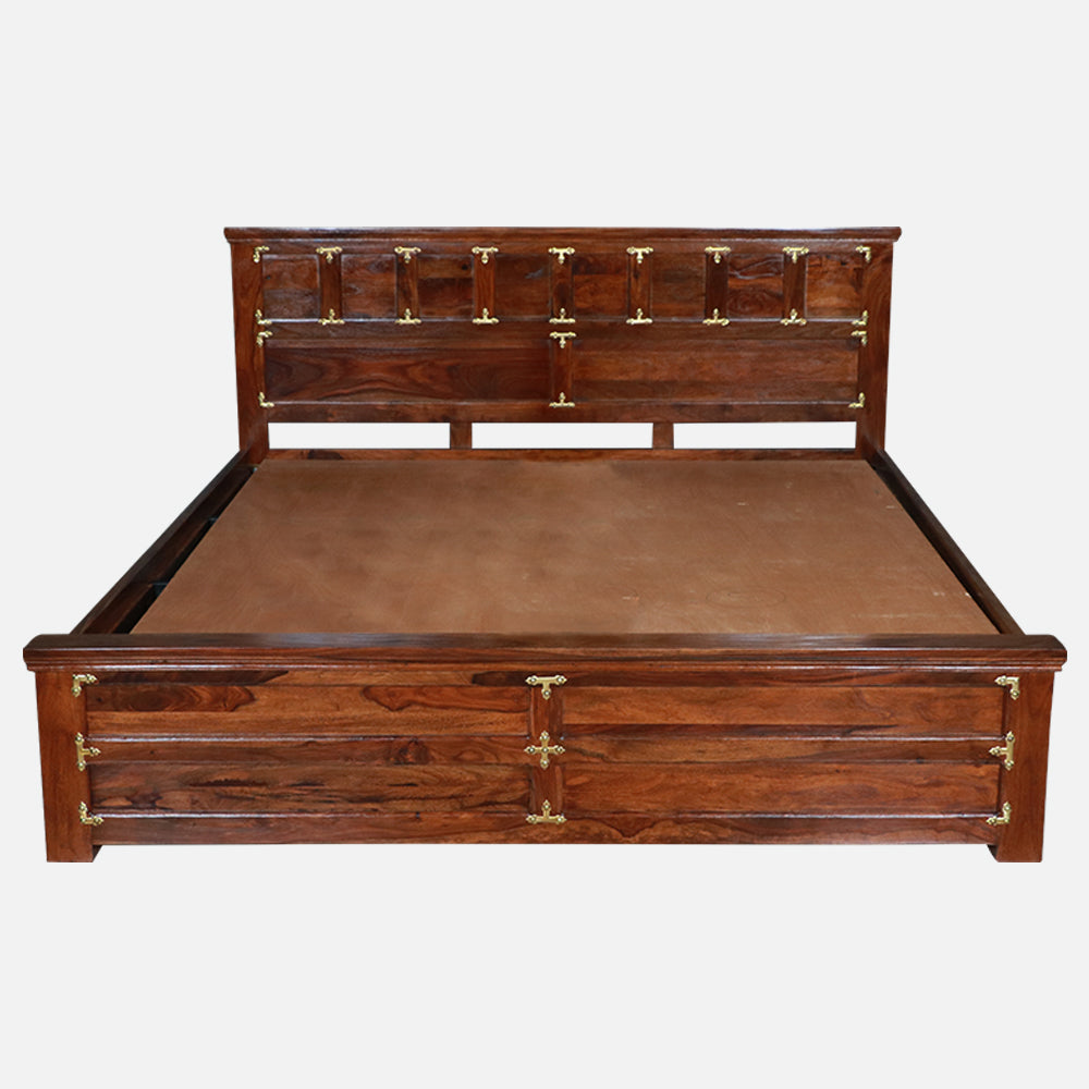 MAARK SHEESHAM WOOD KING SIZE BED (6*6.5) 3157 NATURAL FINISH SV