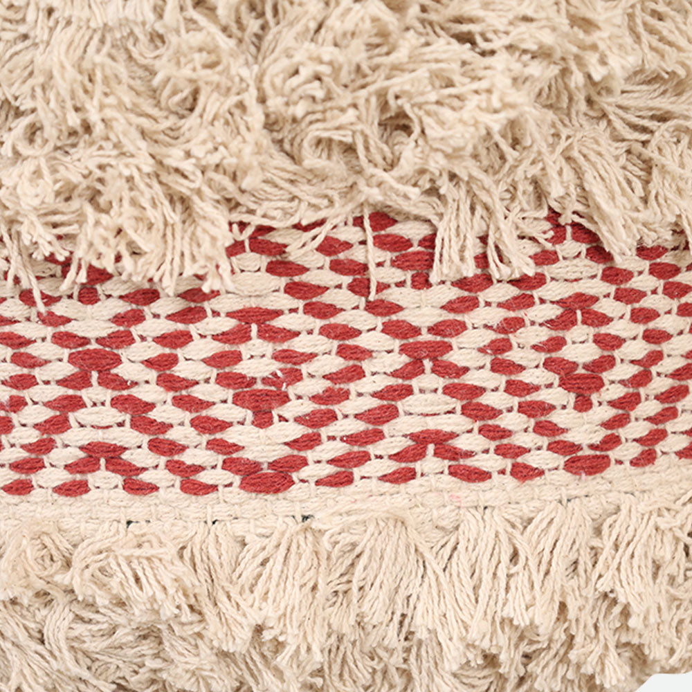 MAARK ROSY PRINTED HANDWOVEN STOOL RED & NATURAL 16*16*17" AO
