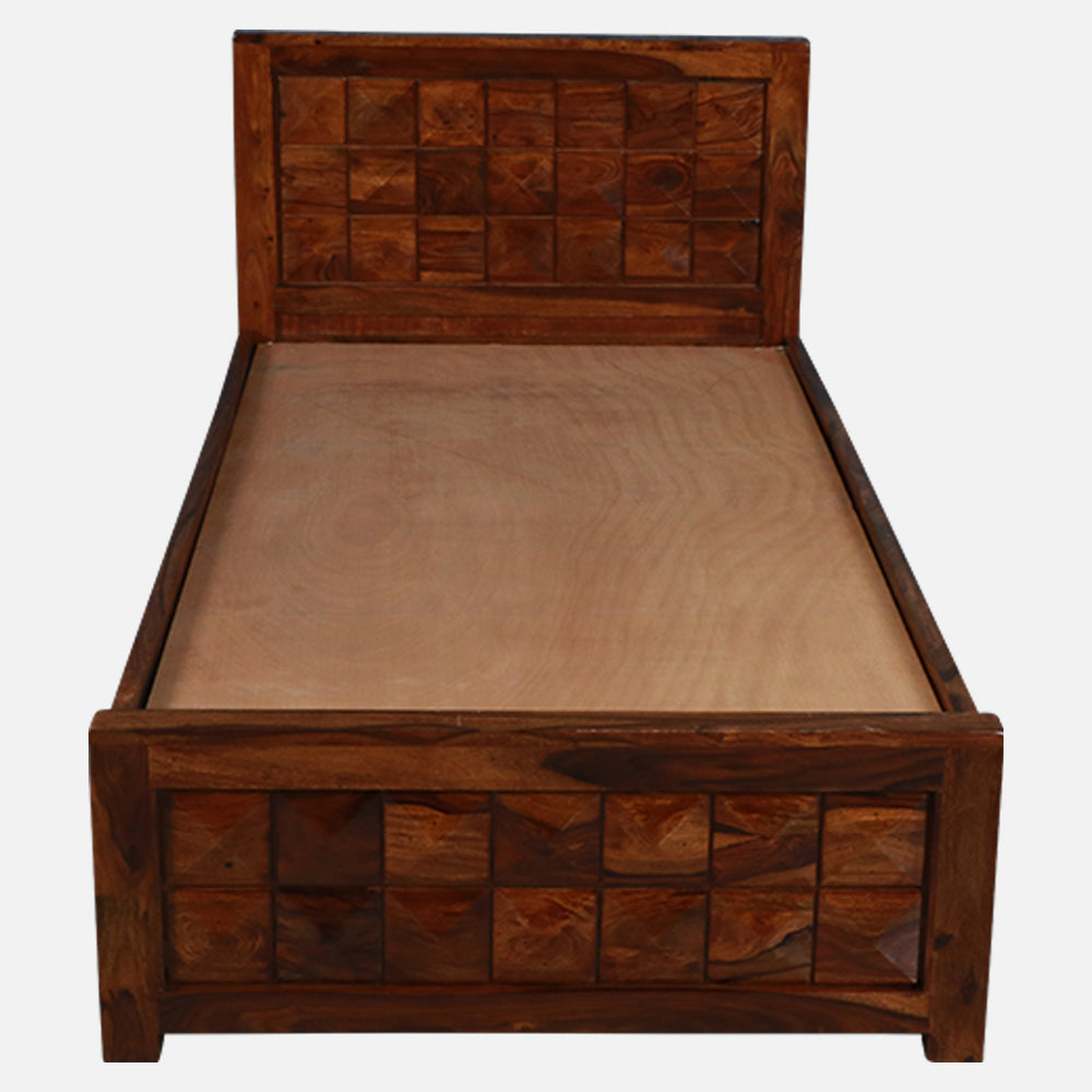 MAARK SHEESHAM WOOD SINGLE BED (3*6) 3056 NATURAL FINISH SV
