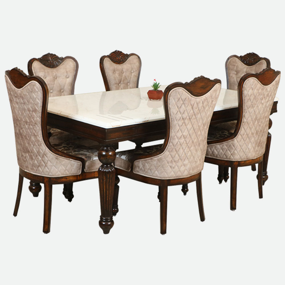 MAARK MARBLE TOP 6 SEATER DINING SET 6038 TD