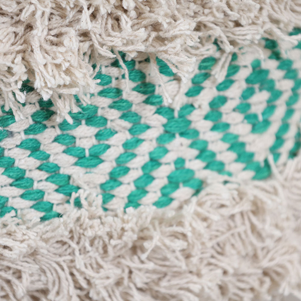 MAARK ROSY PRINTED HANDWOVEN STOOL GREEN & NATURAL 16*16*17" AO