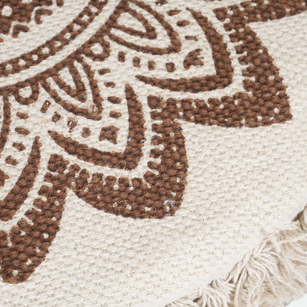 MAARK ROSY PRINTED HANDWOVEN STOOL BROWN & NATURAL 16*16*17" AO