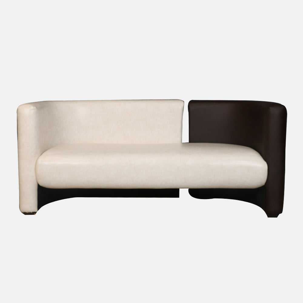 MAARK LEATHERETTE THREE SEATER SOFA C TYPE HALF WHITE COLOUR