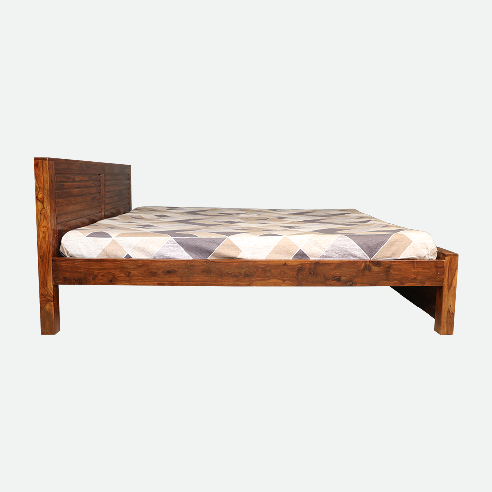 MAARK SHEESHAM WOOD KING SIZE BED (6*6.5) 3024 NATURAL FINISH SV