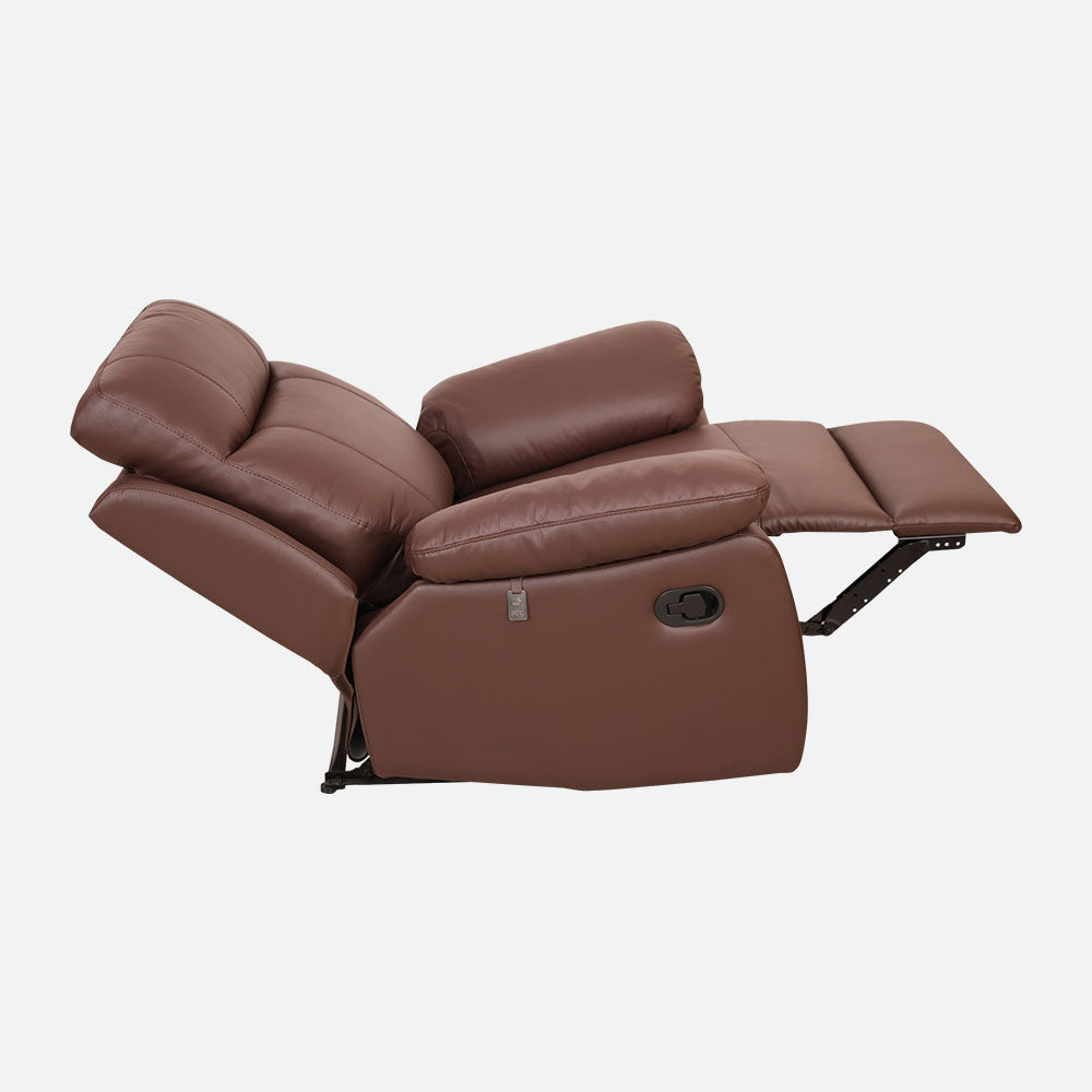 MAARK MANUAL RECLINER LEATHER SINGLE SEATER SOFA 1410-6041-BROWN HT
