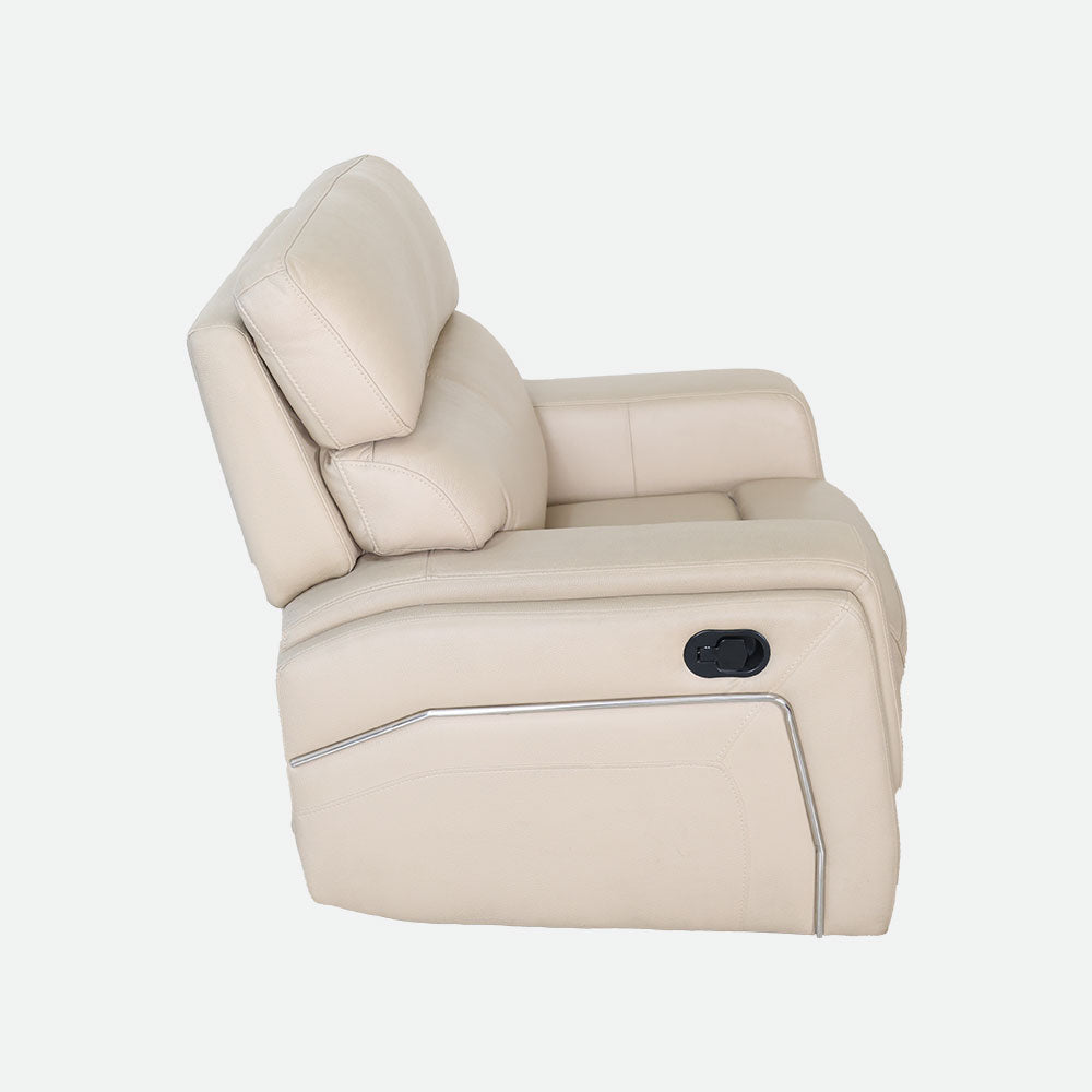 MAARK MANUAL RECLINER LEATHER SOFA SINGLE SEATER 9911 TL 1 CREAM COLOUR HT