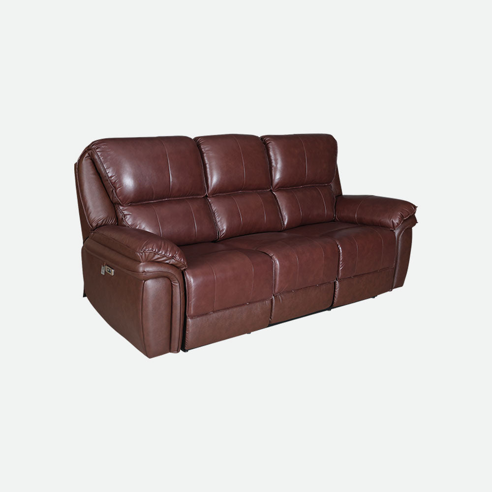 MAARK MOTORIZED RECLINER LEATHER SOFA SET (3R+1R+1R) 1233-1672 WINE COLOUR HT