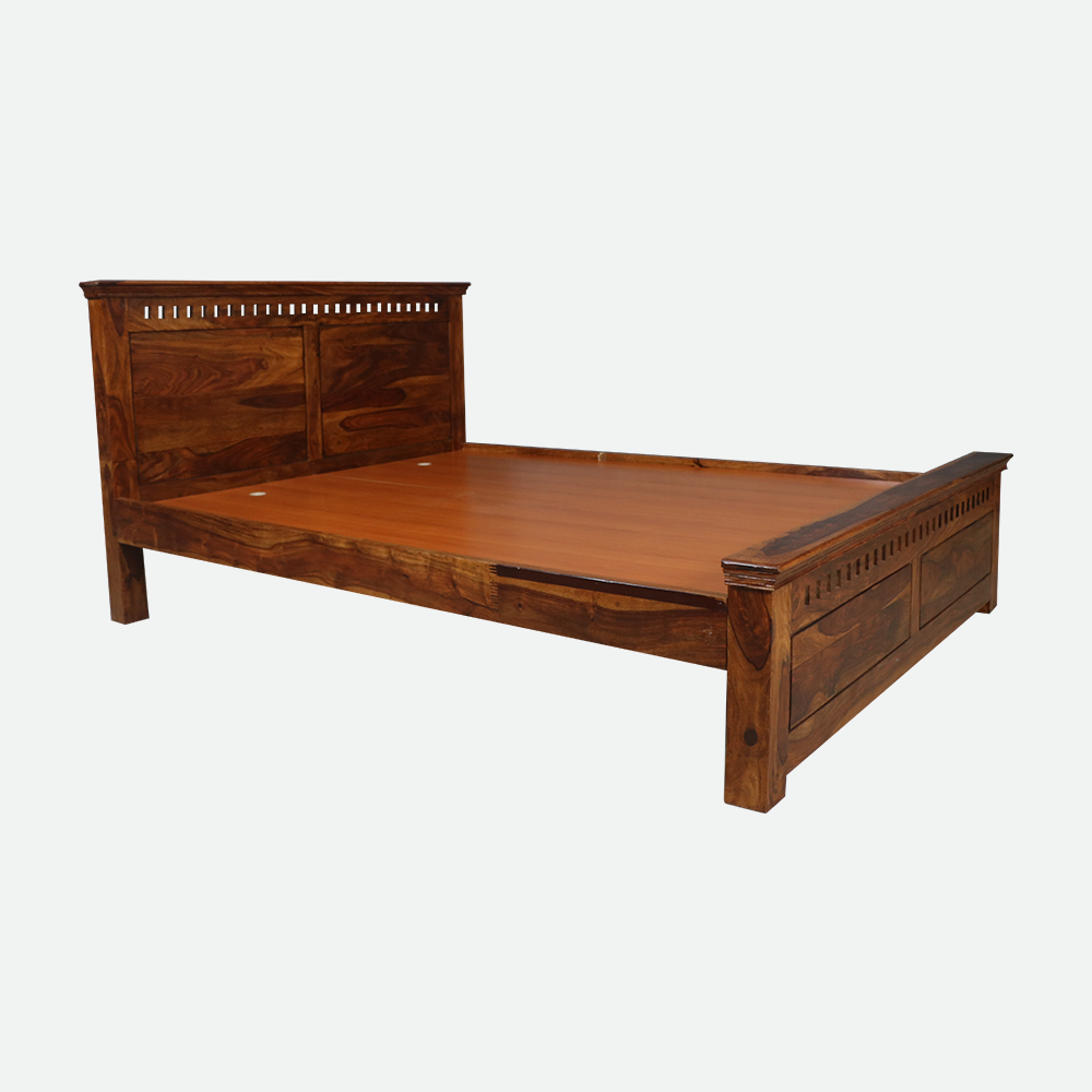 MAARK SHEESHAM WOOD QUEEN SIZE BED (5*6.5) 3081 NATURAL FINISH SV
