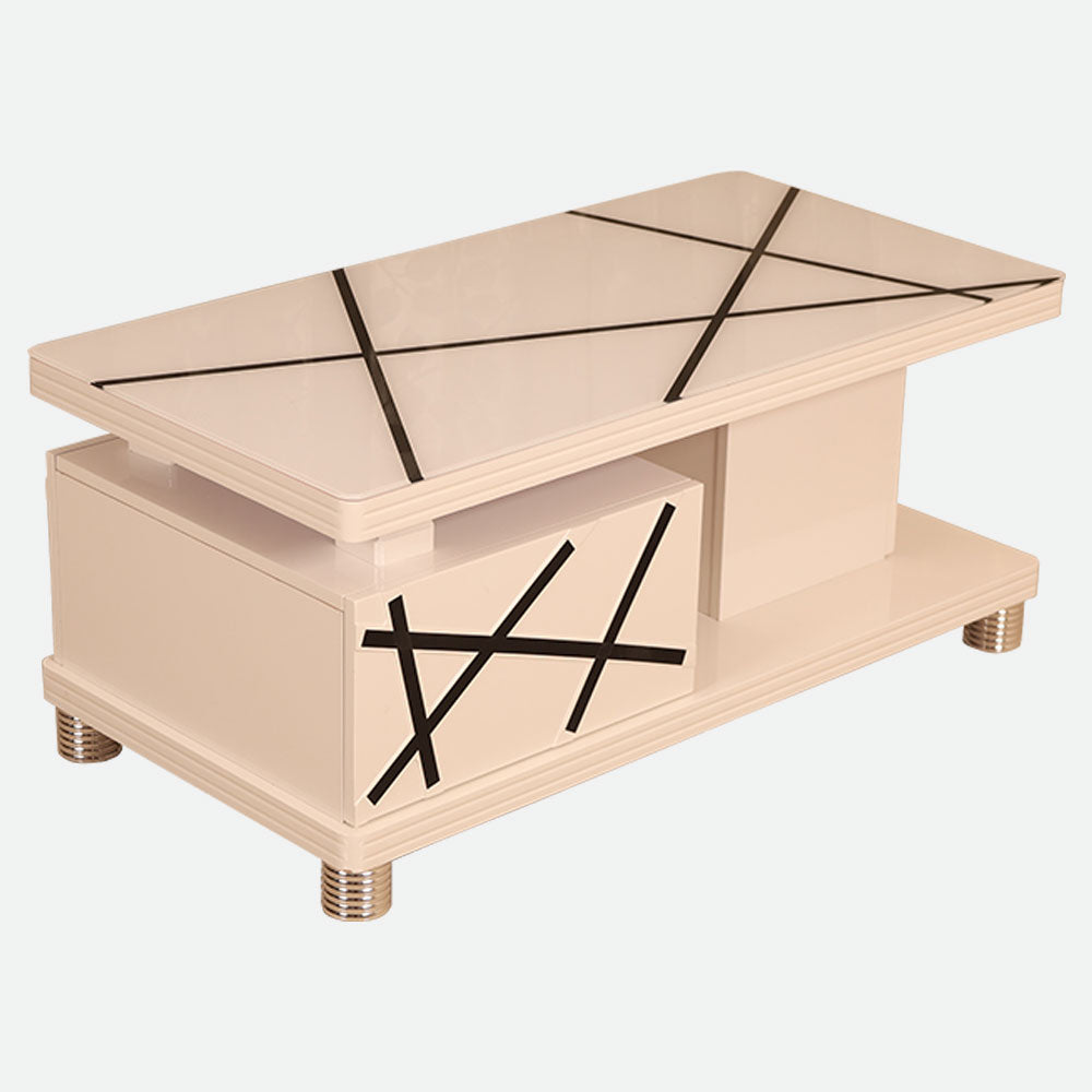 MAARK GLASS TOP COFFEE TABLE CTG-2321-WHITE COLOUR HT