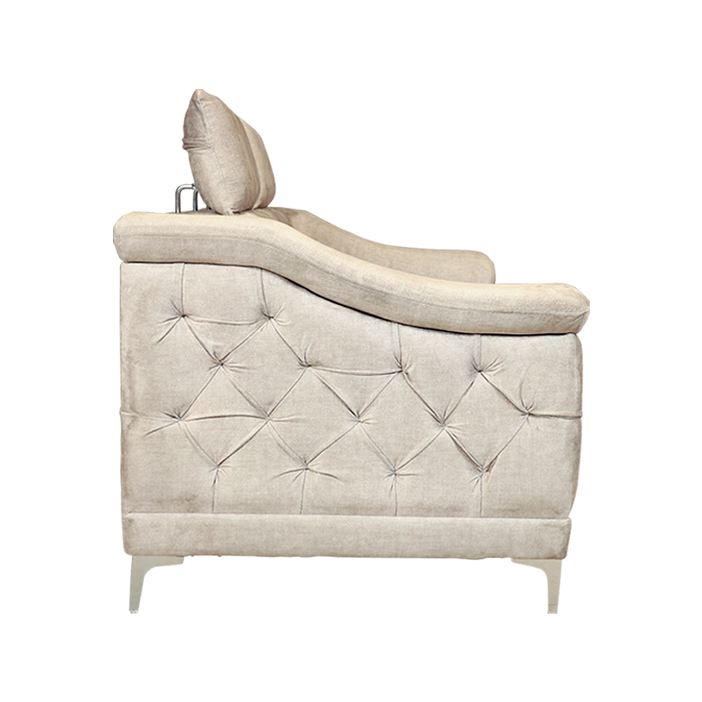 MAARK FABRIC SINGLE SEATER SOFA ROYAL HALF WHITE COLOUR