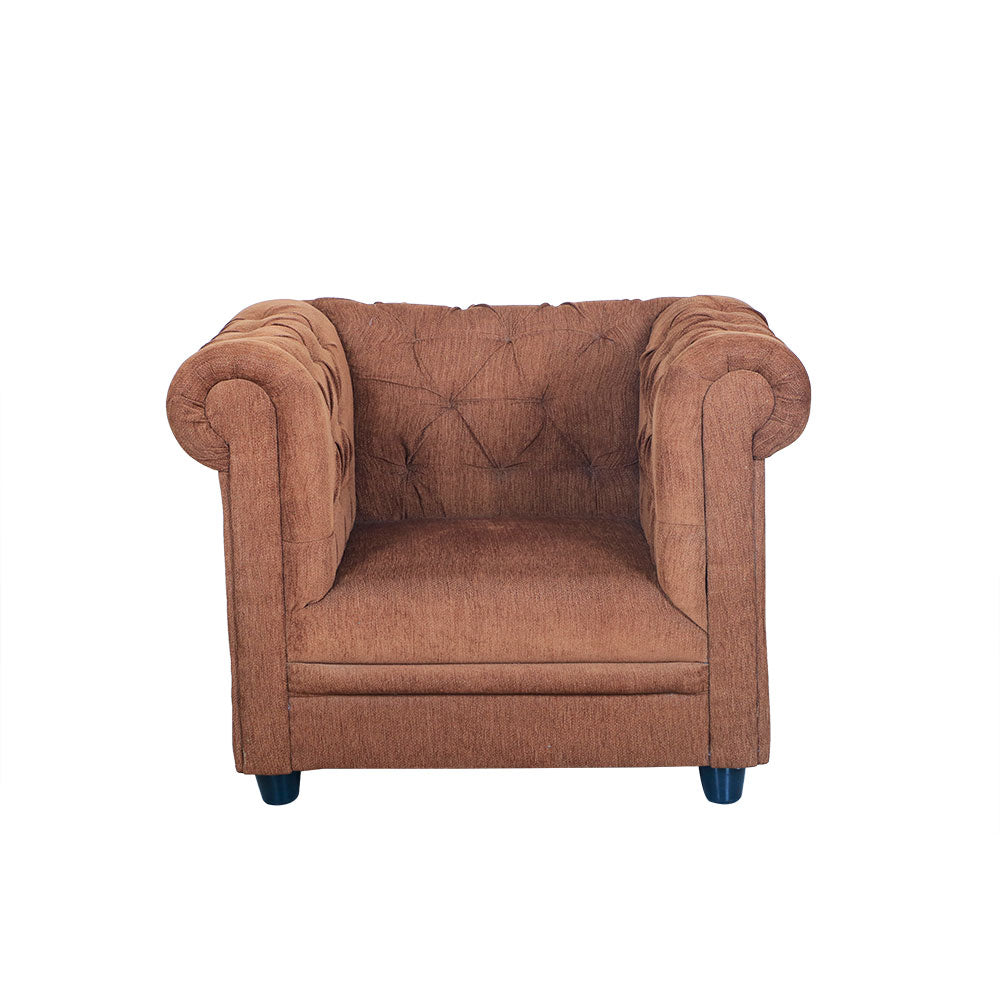 MAARK FABRIC SINGLE SEATER SOFA CHESTER BROWN COLOUR