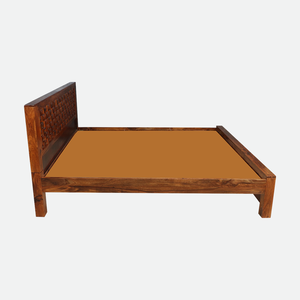 MAARK SHEESHAM WOOD KING SIZE BED (6*6.5) 3050 NATURAL FINISH SV
