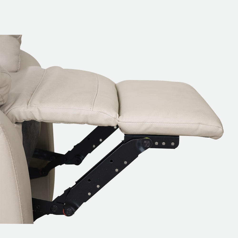 MAARK MANUAL RECLINER LEATHER SOFA SINGLE SEATER 1157 CREAM COLOUR HT