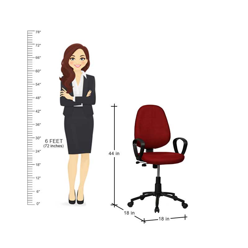 MAARK MEDIUM BACK OFFICE CHAIR WITH ABS MAROON COLOUR GF
