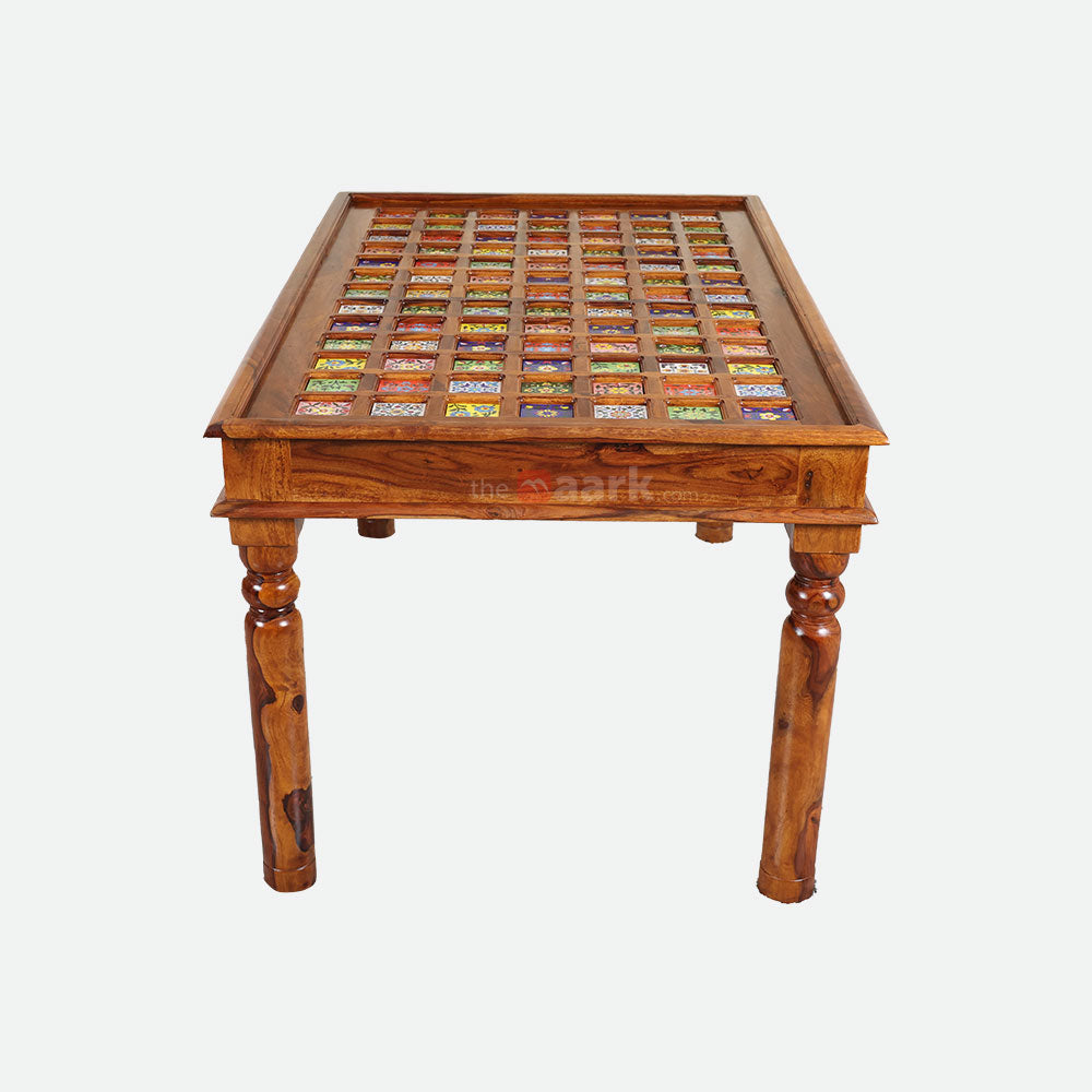 MAARK SHEESHAM WOOD 4 SEATER DINING SET (5*3) 1166 NATURAL FINISH SV