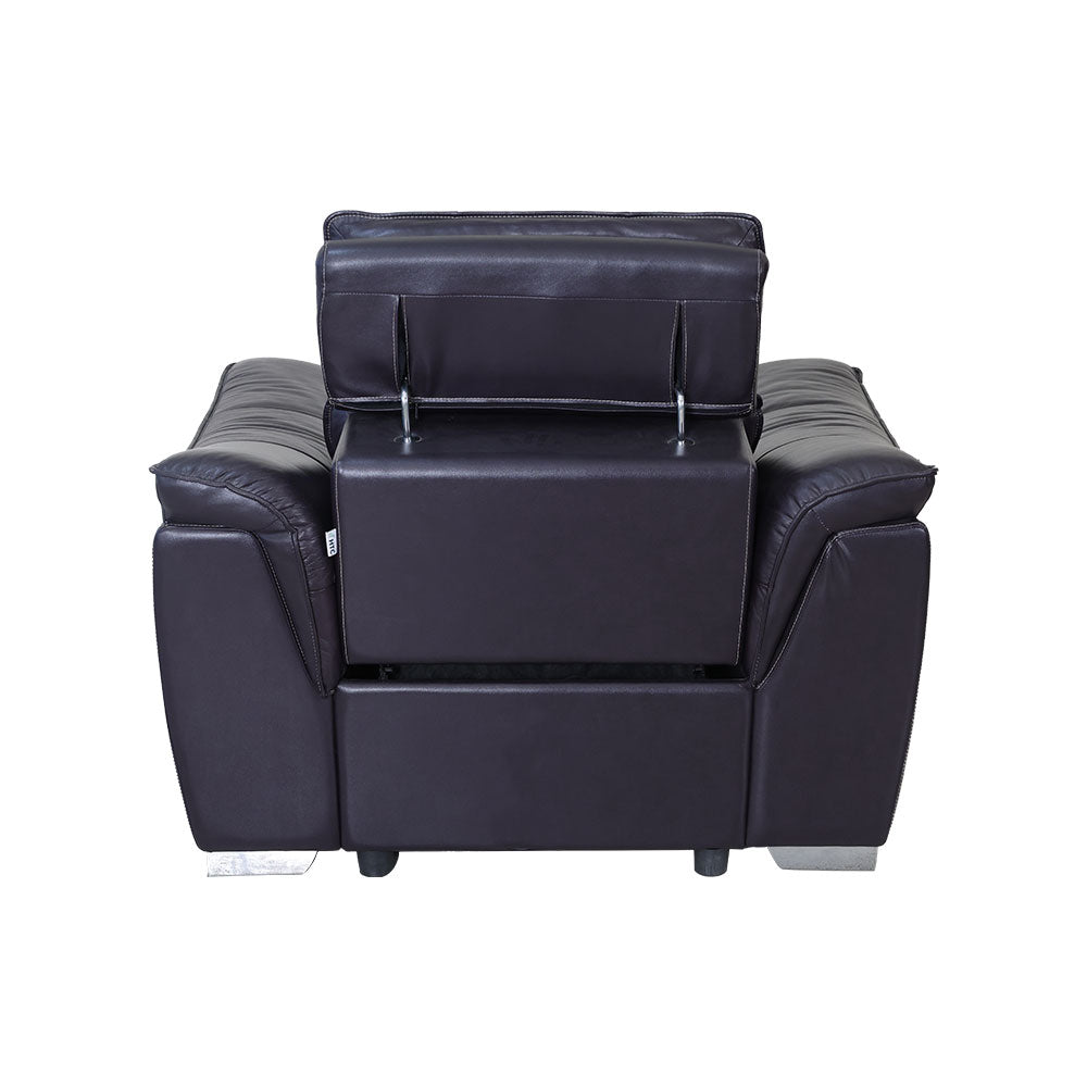 MAARK MOTORIZED RECLIENR LEATHER SOFA SINGLE SEATER FJ356 WINE COLOUR HT