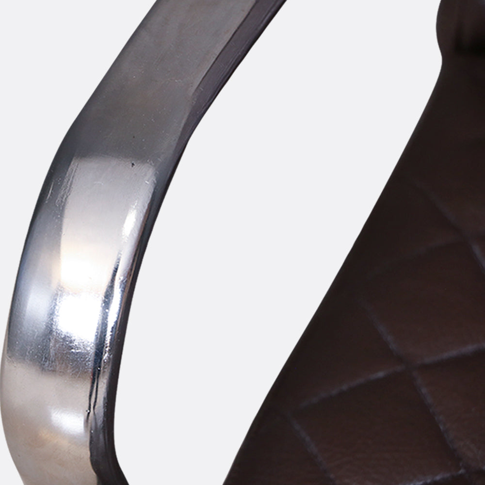 MAARK VISITOR CHAIR C BEND WITH CROME ARMS BROWN COLOUR GF