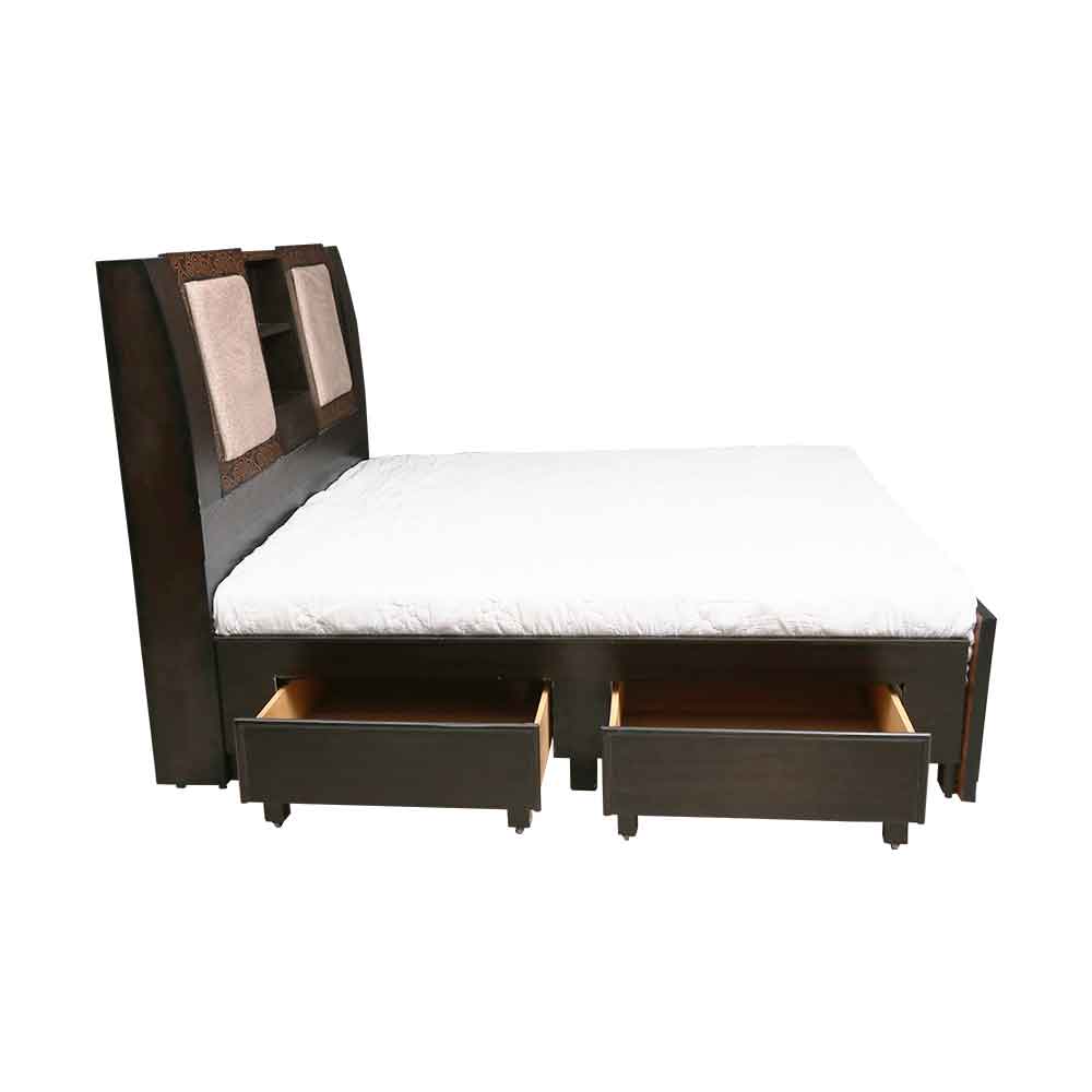 MAARK KING SIZE BED WITH CUSHION STORAGE (6*6.25) MASTRO WALNUT COLOUR