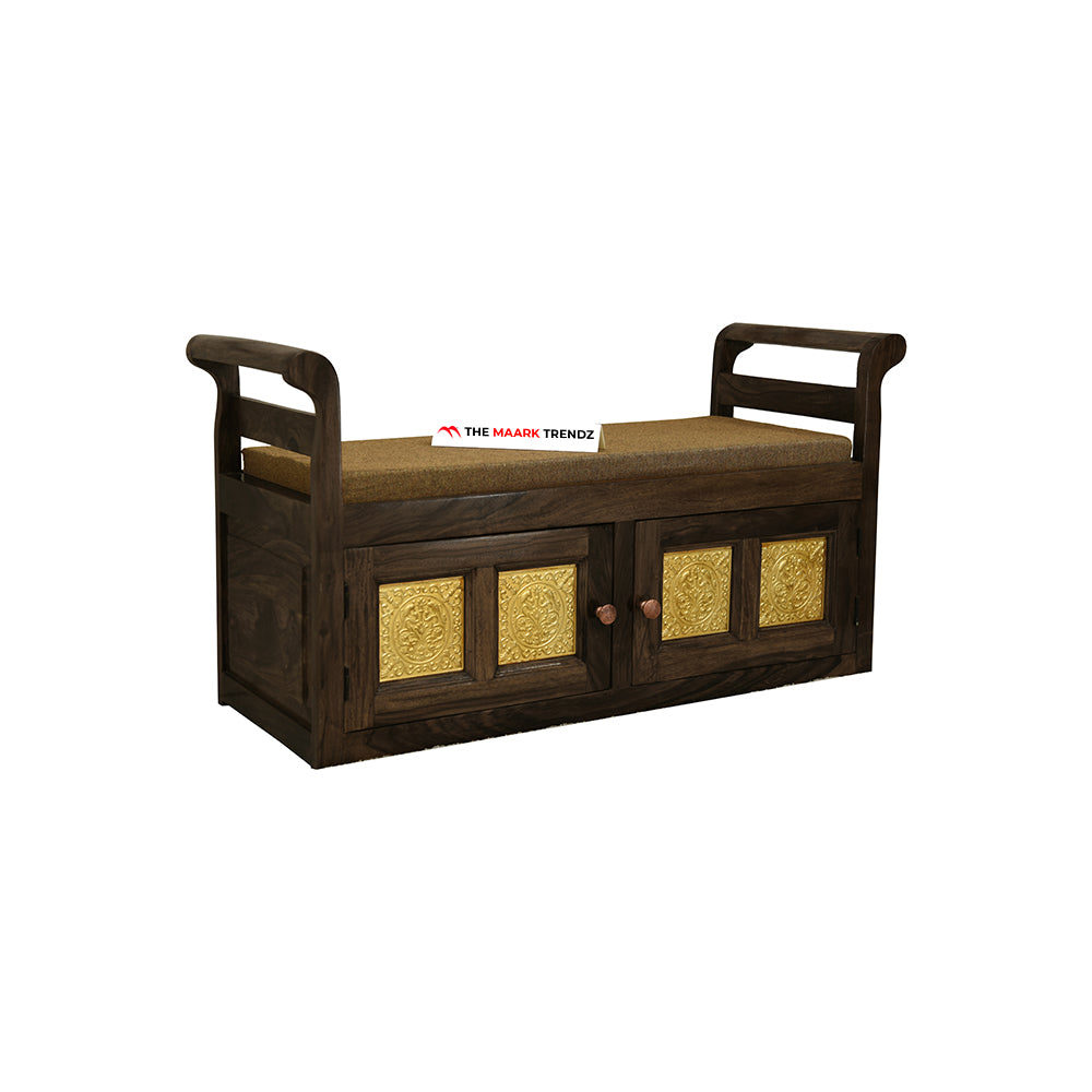 MAARK SHEESHAM WOOD SEATING BENCH WITH STORAGE 7202 STONE FINISH SV