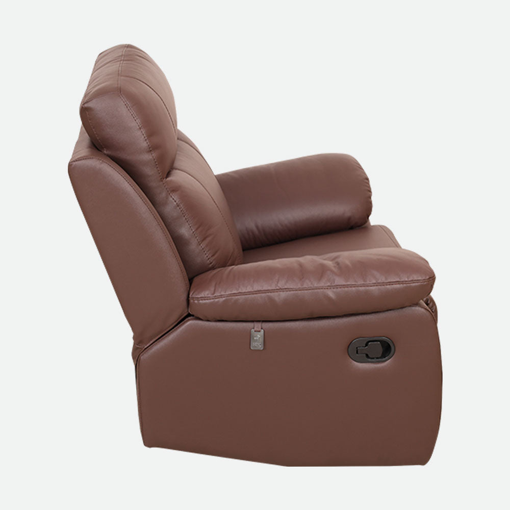 MAARK MANUAL RECLINER LEATHER SINGLE SEATER SOFA 1410-6041-BROWN HT