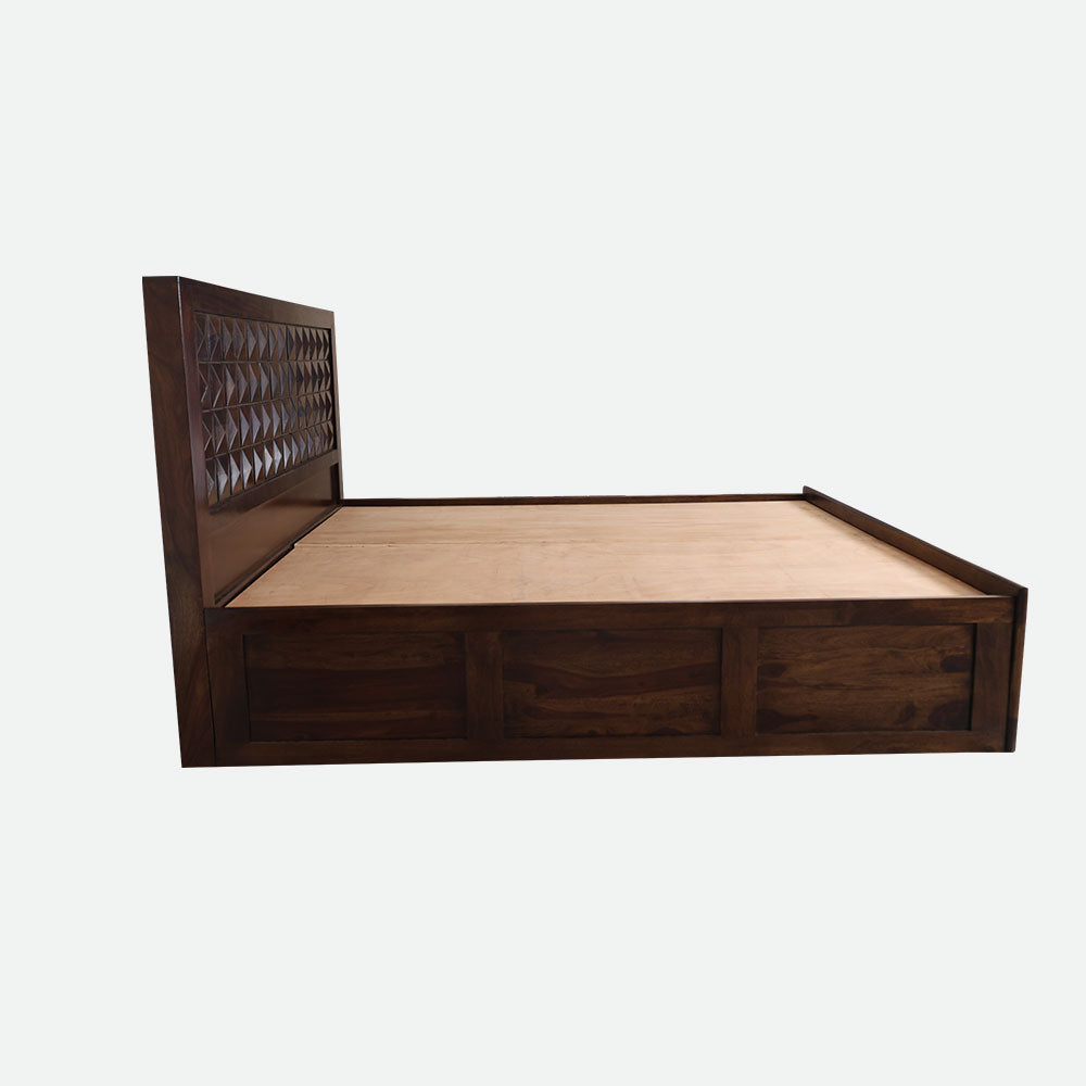 MAARK SHEESHAM WOOD KING SIZE BED WITH STORAGE (6*6.5) 3061 STONE FINISH SV