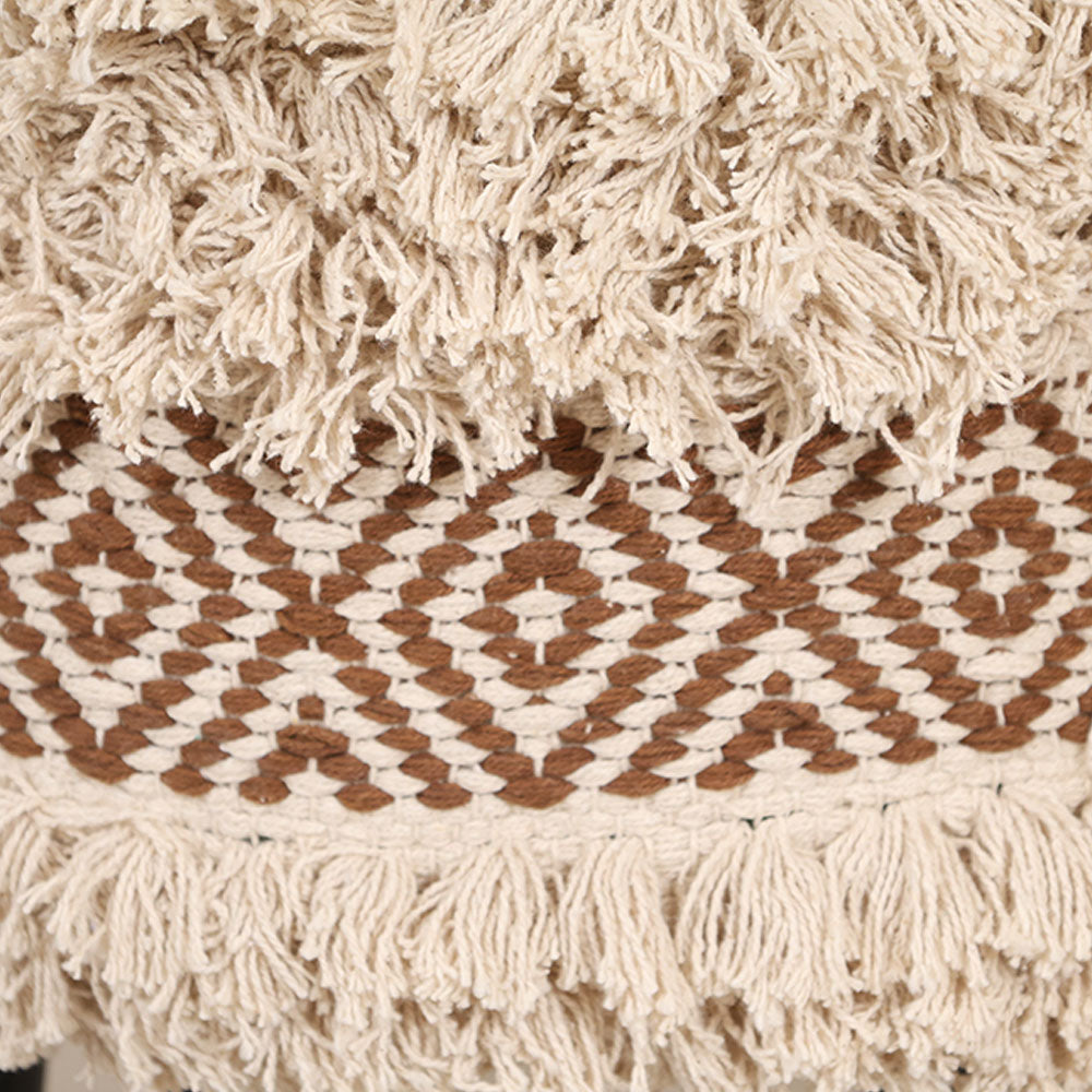 MAARK ROSY PRINTED HANDWOVEN STOOL BROWN & NATURAL 16*16*17" AO