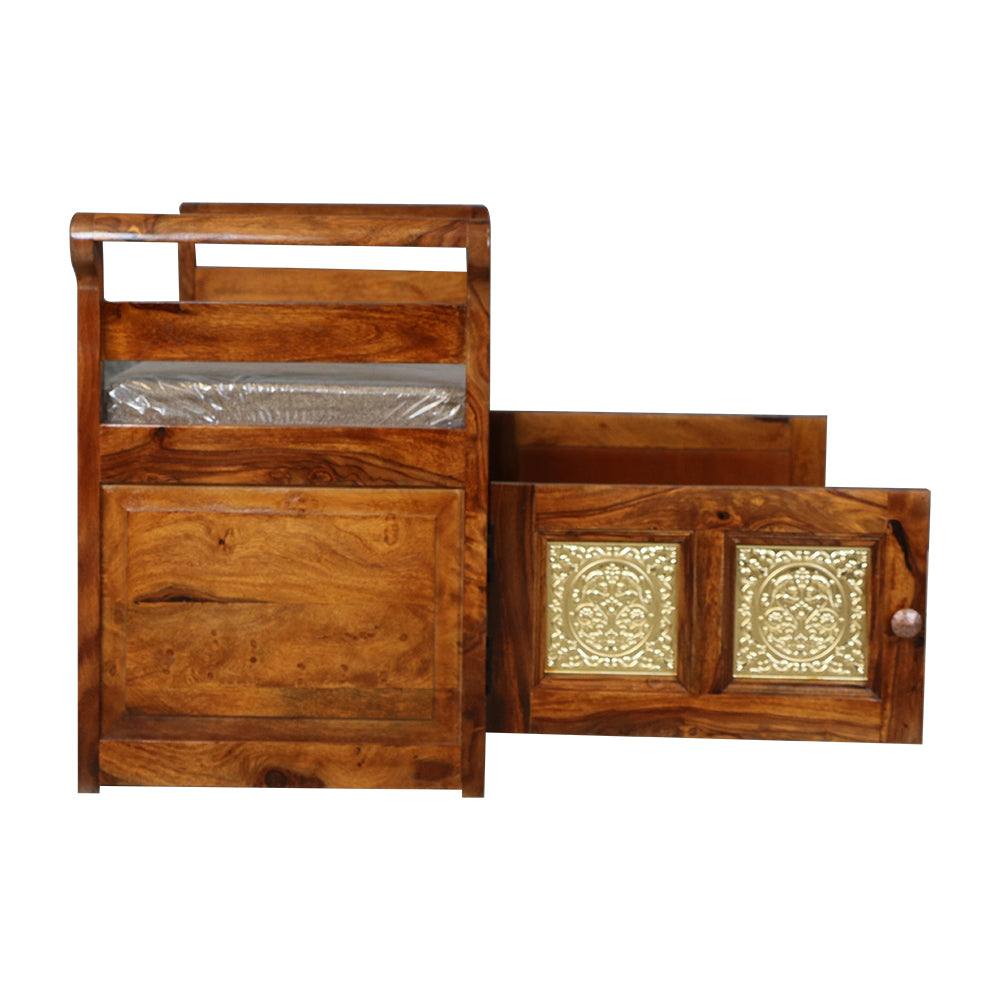 MAARK SHEESHAM WOOD SEATING BENCH WITH STORAGE 7202 NATURAL FINISH SV