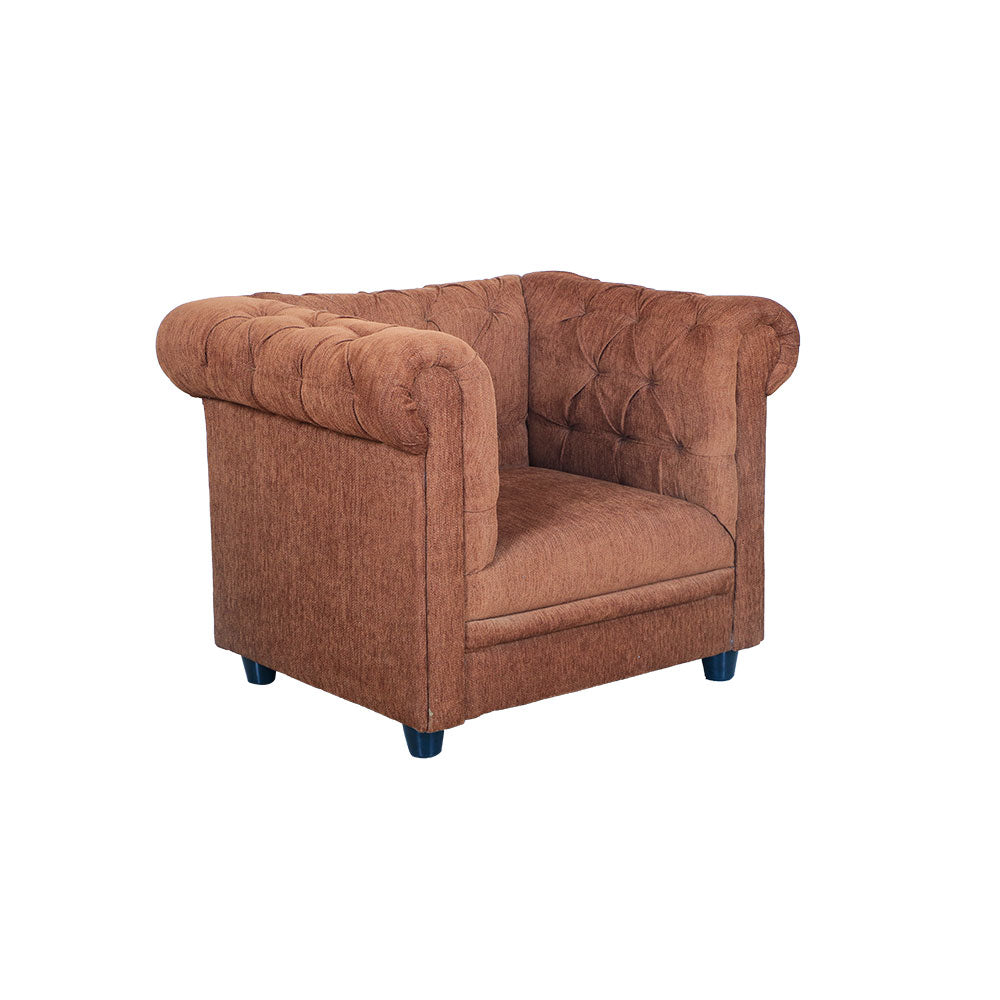 MAARK FABRIC SINGLE SEATER SOFA CHESTER BROWN COLOUR