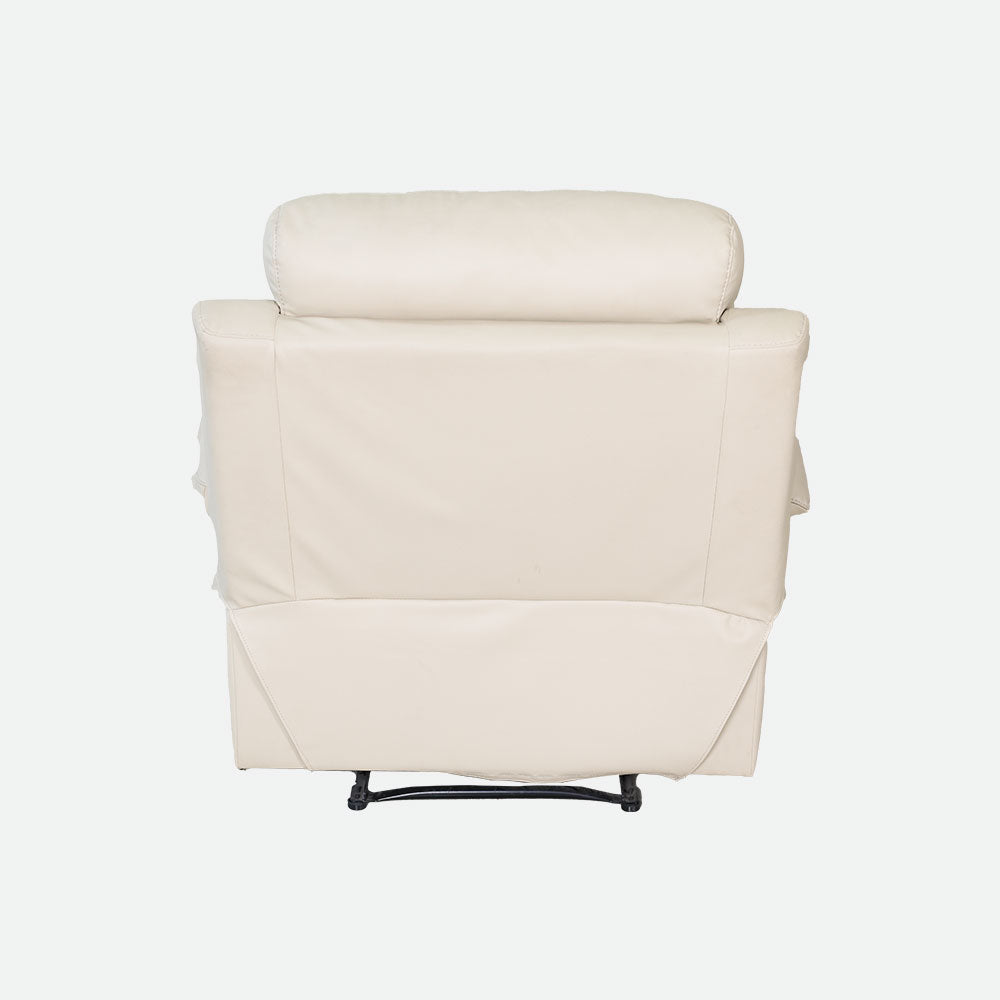 MAARK MANUAL RECLINER LEATHER SOFA SINGLE SEATER 1157 CREAM COLOUR HT