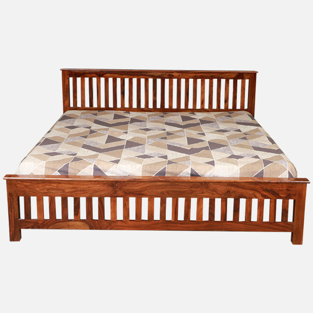 MAARK SHEESHAM WOOD KING SIZE BED (6*6.5) 3086 NATURAL FINISH SV
