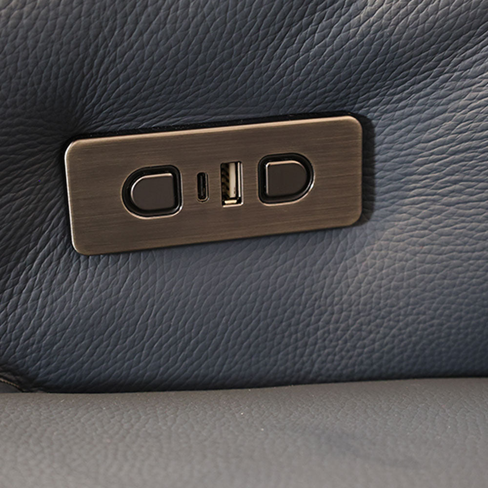 MAARK MOTORIZED RECLINER LEATHER SOFA SET (3R+2R) 2002 D.BLUE COLOUR HT