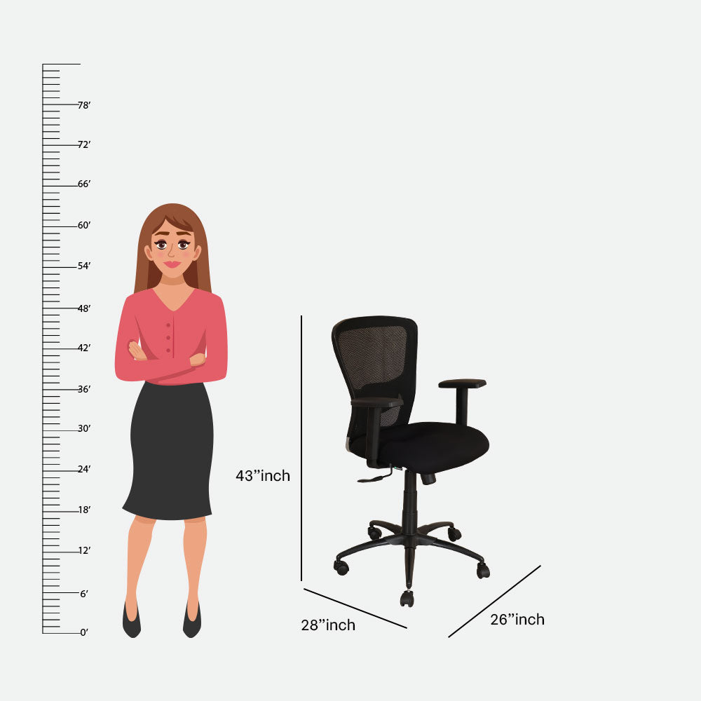 MAARK MEDIUM BLACK OFFICE CHAIR 2050 BLACK COLOUR AS