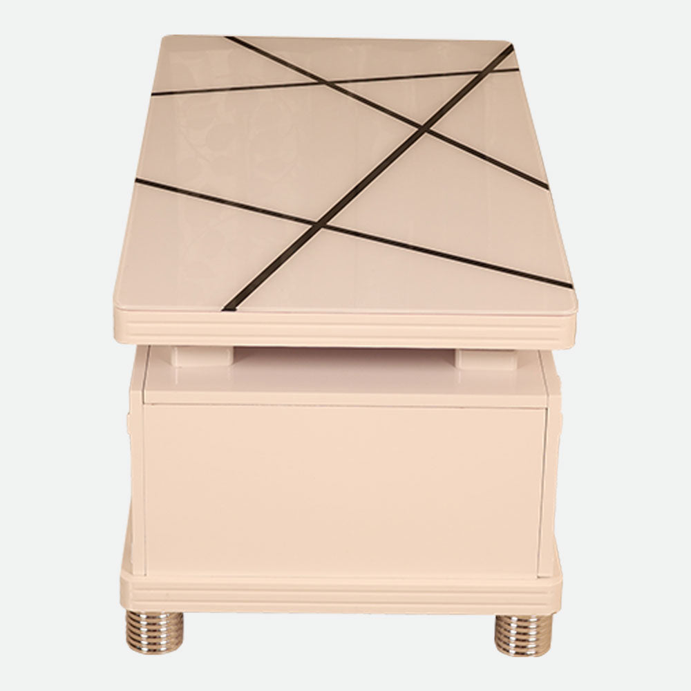 MAARK GLASS TOP COFFEE TABLE CTG-2321-WHITE COLOUR HT