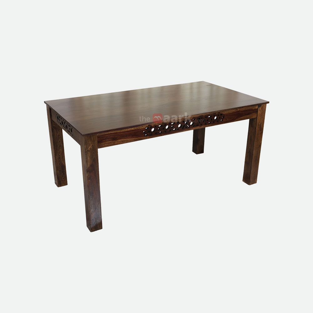 MAARK SHEESHAM WOOD 6 SEATER DINING SET (5.25*3) 1152 STONE FINISH SV