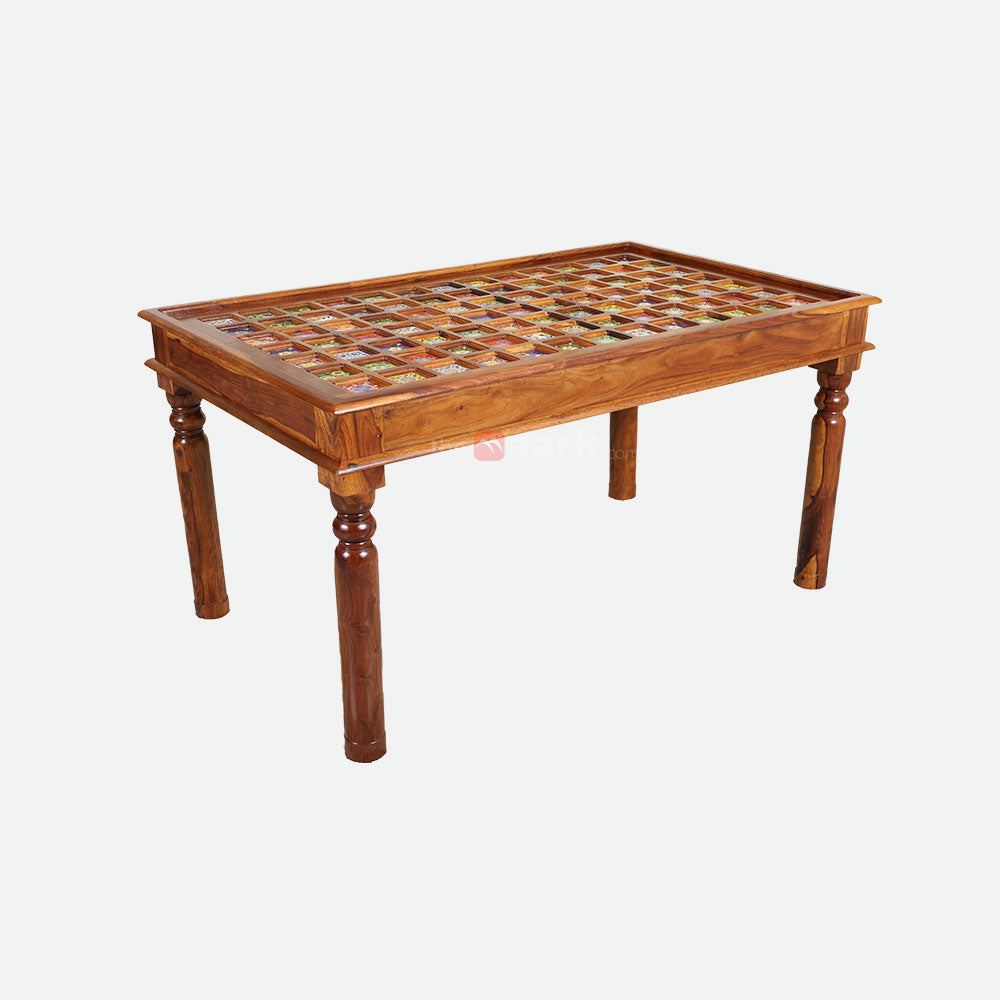 MAARK SHEESHAM WOOD 4 SEATER DINING SET (5*3) 1166 NATURAL FINISH SV