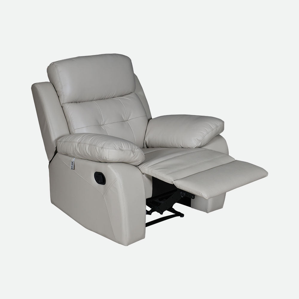 MAARK MANUAL RECLINER LEATHER SOFA SET (3R+1R+1R) 1157 CREAM COLOUR HT