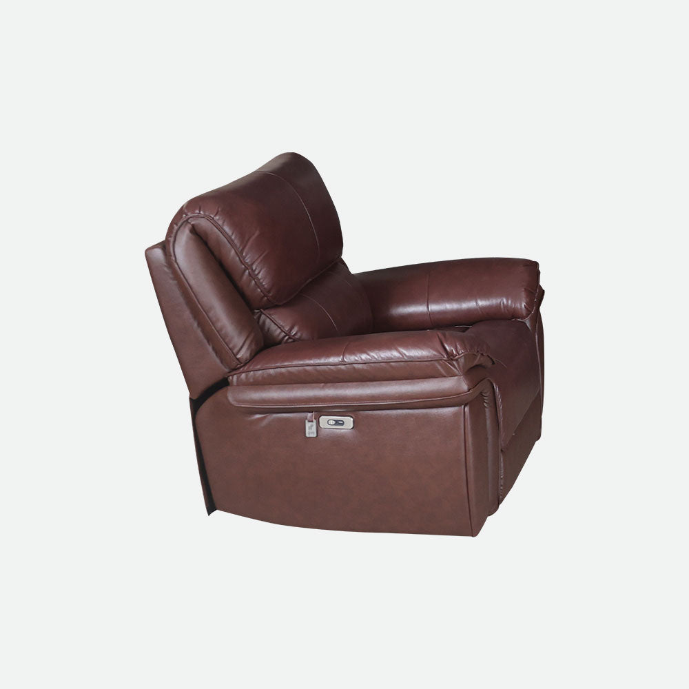 MAARK MOTORIZED RECLINER LEATHER SOFA SET (3R+1R+1R) 1233-1672 WINE COLOUR HT
