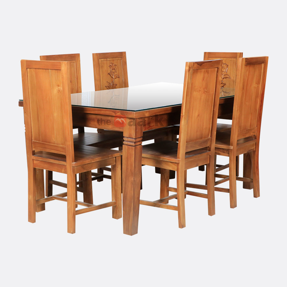 MAARK WOODEN TOP 6 SEATER DINING SET MINIMALS HT