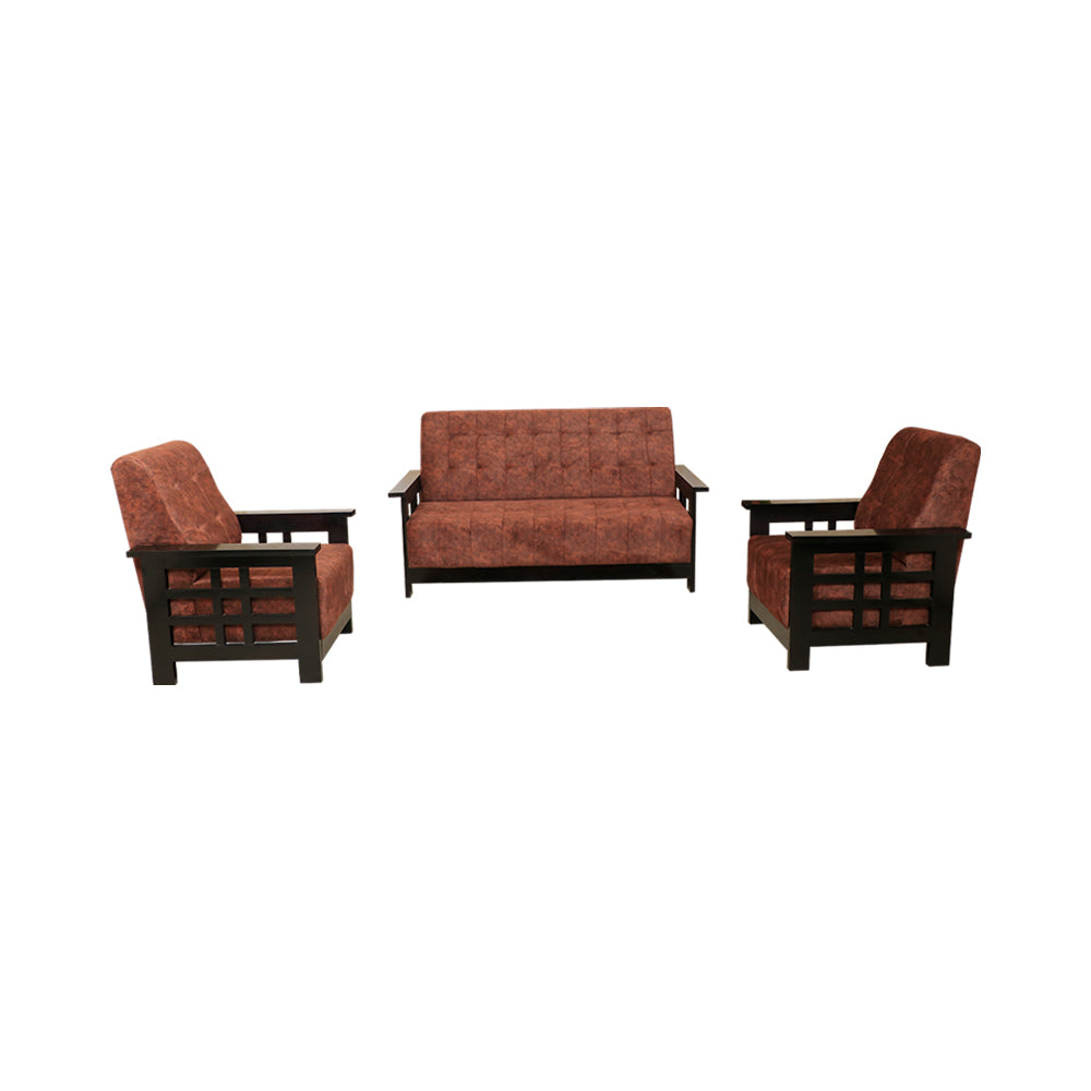 MAARK WOODEN SOFA SET (3+1+1) DELHI WALNUT COLOUR