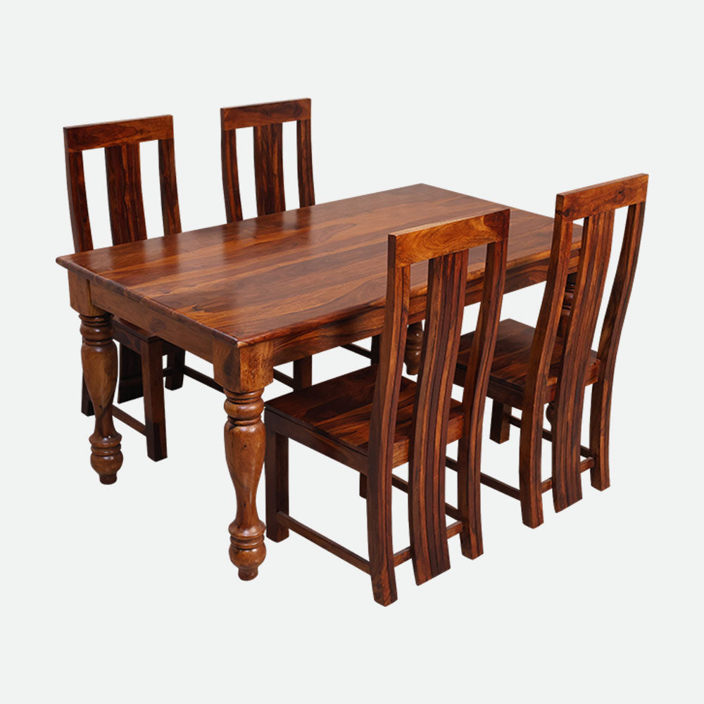 MAARK SHEESHAM WOOD 4 SEATER DINING SET (5.25*3) 1158 NATURAL FINISH  SV